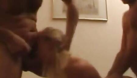 Rough Threesome for Blonde Dutch Slut