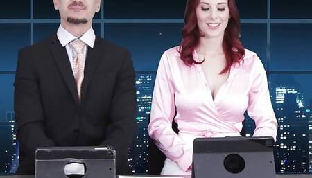 ChannelSkeet Breaking News - Male News Anchor FreeUse Bangs His Redhead Colleague & 18yo Protester