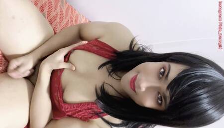 Beautiful Indian sissy masturbates and cums