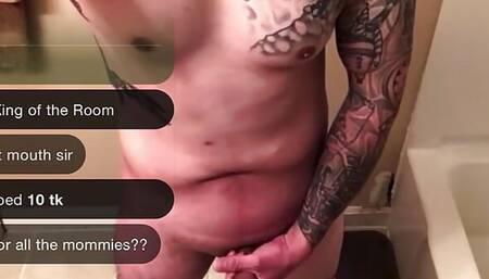 Tattooed Jerking Hard Cock and Cumming on Live Cam Show