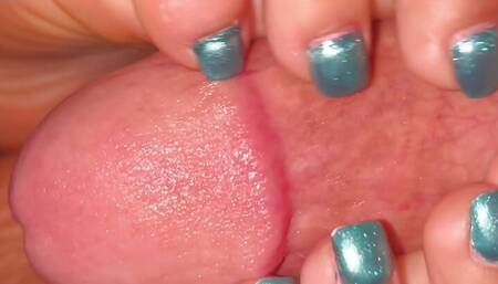 Latinas green metalic toes in a teasing toejob
