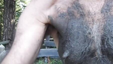 mud and fresh bath in montain hike