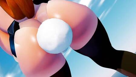 Cute Teen With Huge Tits Dancing In Bunny Suit With Black Stockings (3D HENTAI)