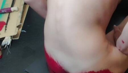 Art student creates a painting for her admirer using only her beautiful body