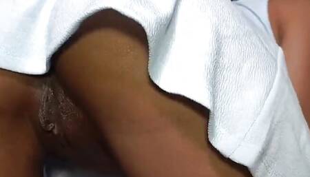 I let my fuck machine ram my pussy under my dress. It made me squirt twice