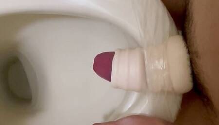A virgin college student uses a masturbator and a cock ring to mass ejaculate the sperm that has accumulated for a week