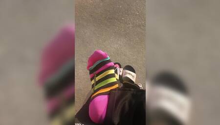 Public Smoking - Socked Toe Wiggling