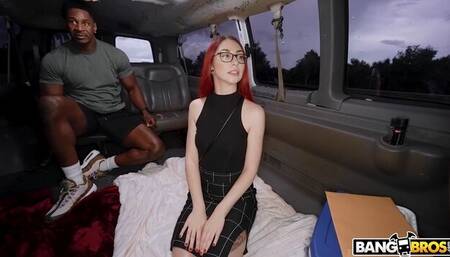 Redhead young chick Leo Babe screwed by massive black penis