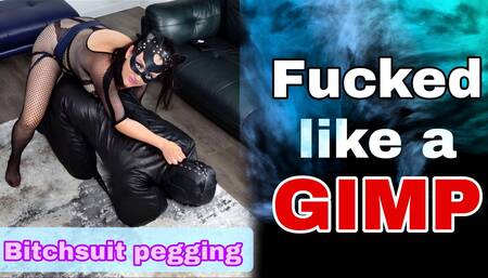 Femdom Bitchsuit Pegging Leather Bondage Huge Strap On Dildo BDSM Amateur Real Couple Milf Stepmom