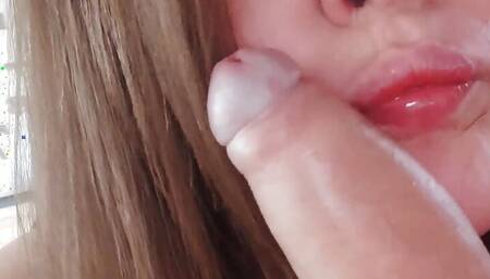 A sexy trans girl sucks a mature cock