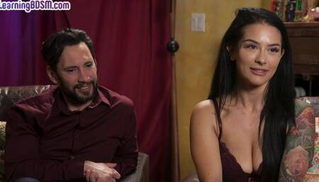 Pussyclamped submissive slut gags during lesson