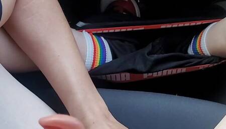 My Buddy gets a Blowjob on a public parking lot in the near of a straight guy