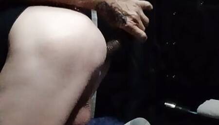 Fucking my ass with my black dick dildo