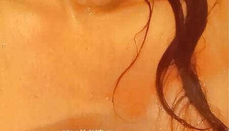 Tranny taking a shower and washing