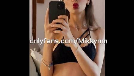 Cute Skinny Teen with Sun Tan Marks teases her boyfriend ( leaked)
