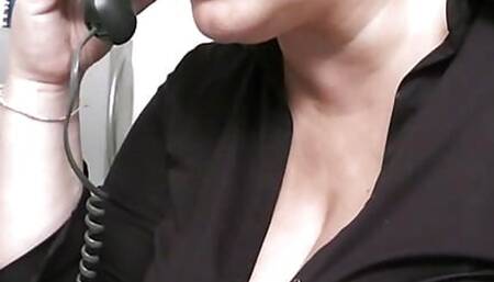 Plump brunette secretary in stockings banged by boss