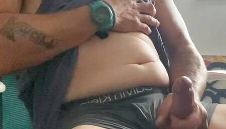 bi beating my hard uncock and cumming
