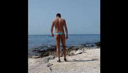 Boy with Thong on the Beach