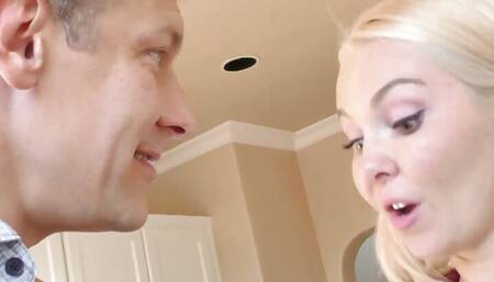 Blonde Babe Warms Her Pussy up on a Huge Porn Cock and Swallows