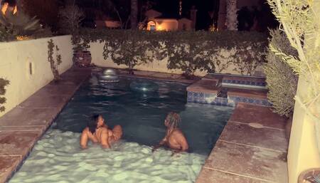 Pussy Play Outside In The Pool And Then Some Sloppy Dick Sucking