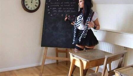 Amy Strips off Her Slutty Uniform in Class
