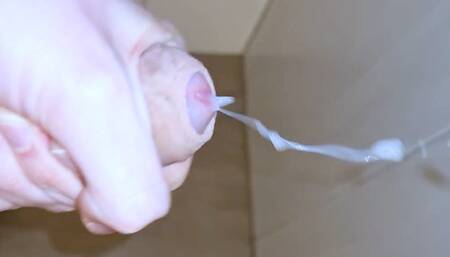 Uncut Cock Squirting Cum from up Close