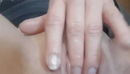 Cute teen playing with her tight cum box shaved pussy