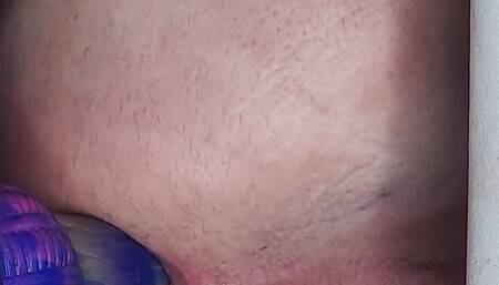 husband riding sex toy and showing his gaping asshole