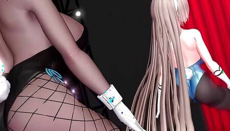 Asuna x Karin Dancing - Sexy Bunny Suit With Pantyhose (3D HENTAI)