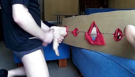 Sexy twink caught and got his legs put in stocks