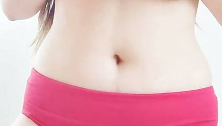 Stripper shows off big bare breasts in bikini in hotel room - DepravedMinx
