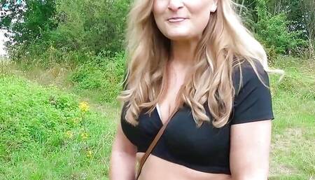 Cute curvy german teen slut meet and fuck date outdoor POV