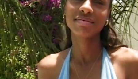 Hot ebony teen gets her ass drilled by the pool