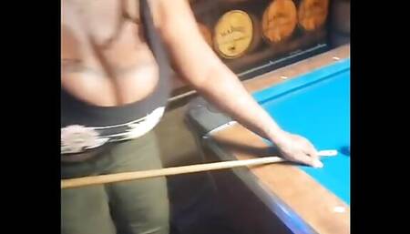 Big busty ebony tits shooting pool