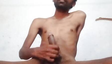 Sitting on the floor masturbating cock, showing ass and cumming