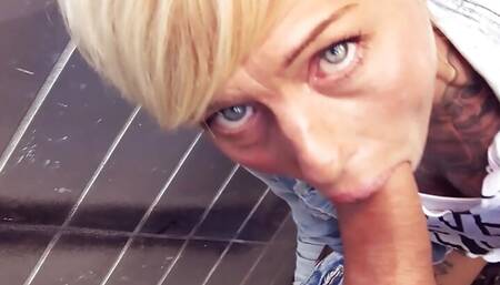 Public Street Sex at Gas Station with german skinny Milf slut