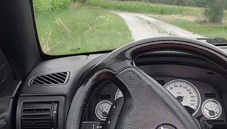 Jerk off in my convertible car with plug in my butt