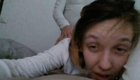 Eye rolling orgasm, she moans a lot...
