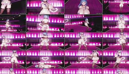 Huge Milky Tits Girl Dancing With Sexy Stockings (Hands Behind) (3D HENTAI)