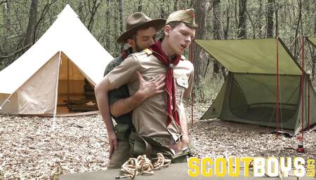 ScoutBoys Hairy scoutmaster seduces and breeds horny twink
