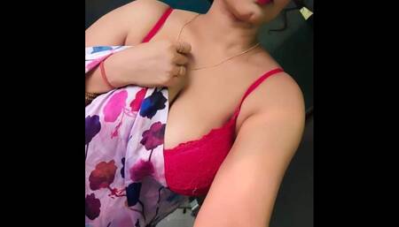 Indian housewife showing nipple and pussy with husband