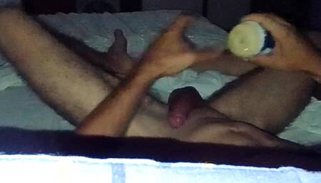 I pump my cock and i cum with a Fleshlight