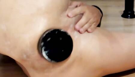 Black Rabbit finally manages to expel his semen. Look how it springs from his flaccid cock because of the pleasure and pain.