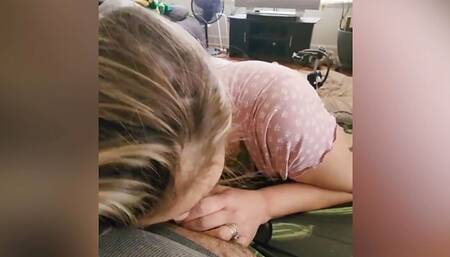 Couch bj to cream pie fucking