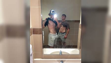 Getting horny young tall skinny white college twink jerking my dick and unloading a load from my massive balls