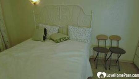 Brunette babe test out a large dildo