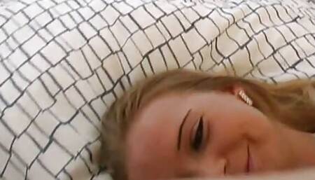 German blonde teen filmed in POV as she gets his cock thrust into her eager pussy