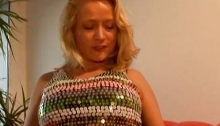 Hot German MILF POV caught masturbating with her long sex toy