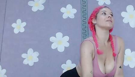 Cute Latina Milf Yoga Workout Flashing Big Boobs Nip slip See through Leggings