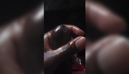 Darkskin ebony jerking off Pulsating male cock